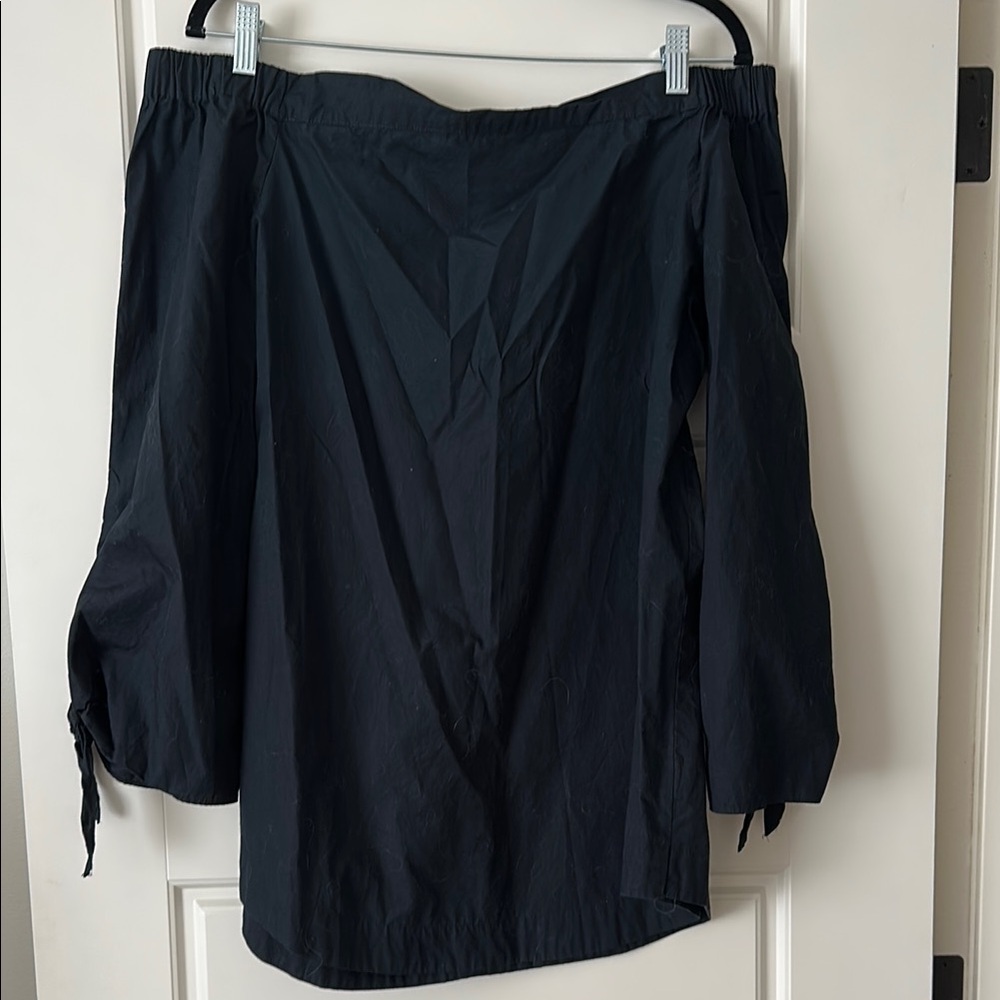 Free People Black Off-Shoulder Bell Sleeve Blouse
